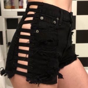 LF- CARMAR black high rise cut out shorts Size 24